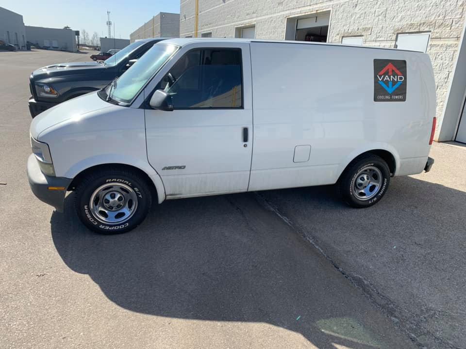 White van with new Cooper tires fitted